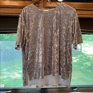 Grey Velvet Short Sleeve Top